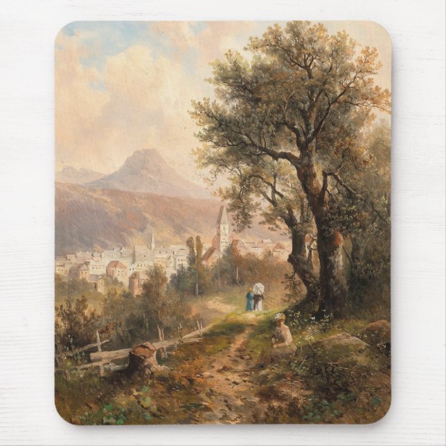 A View of Bad Aussee – Emil Barbarini Mouse Pad (Front)