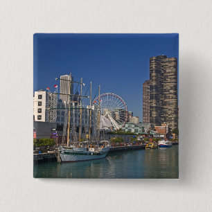 A view of Chicago's Navy Pier 2 Inch Square Button