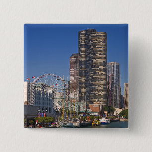 A view of Chicago's Navy Pier 2 Inch Square Button