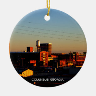 A view of Columbus, GA taken from Phenix City, AL Ceramic Ornament