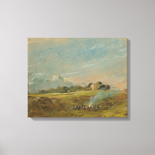 A View of Hampstead Heath, with figures round a bo Canvas Print (Front)