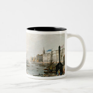 A View of London Bridge and the Custom House Two-Tone Coffee Mug