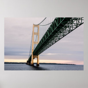 A view of Mackinac Bridge from Lake Michigan Poster