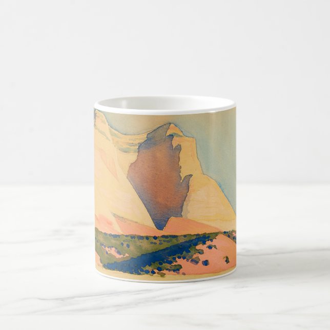 A view of Mount Carmel, Utah by Maynard Dixon Coffee Mug (Center)