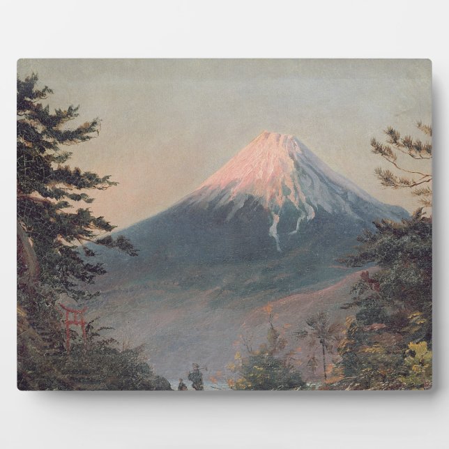 A View of Mount Fusiyama with Figures in the Foreg Plaque (Front)