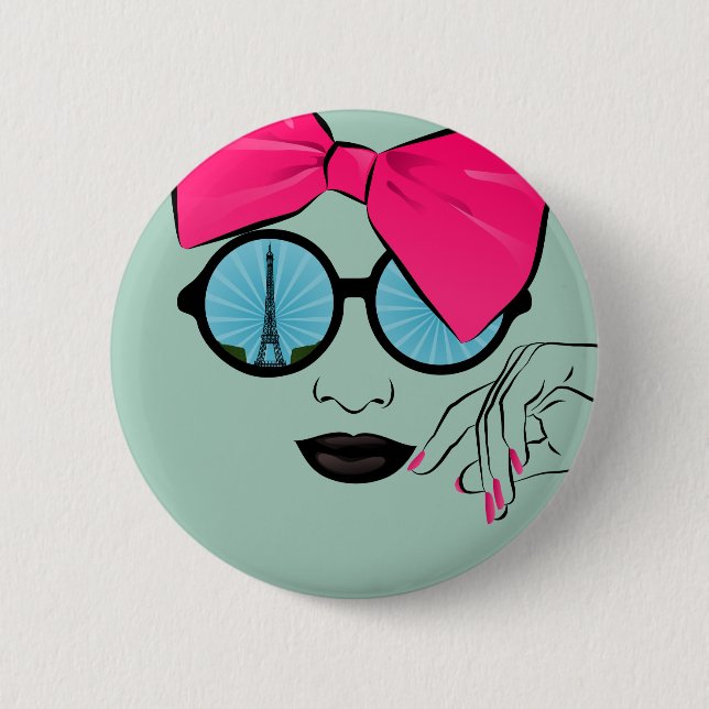 A View of Paris Oversized Bow Face 2 Inch Round Button (Front)
