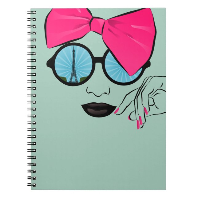 A View of Paris Oversized Bow Face Notebook (Front)