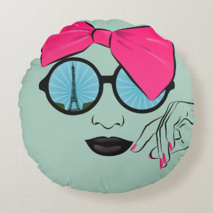 A View of Paris Oversized Bow Face Round Pillow