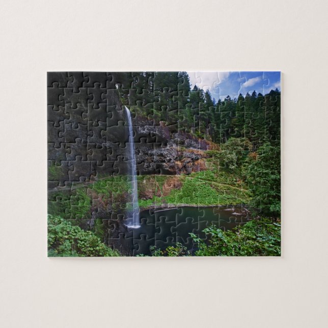 A view of South Falls in Silver Falls State Park Jigsaw Puzzle (Horizontal)