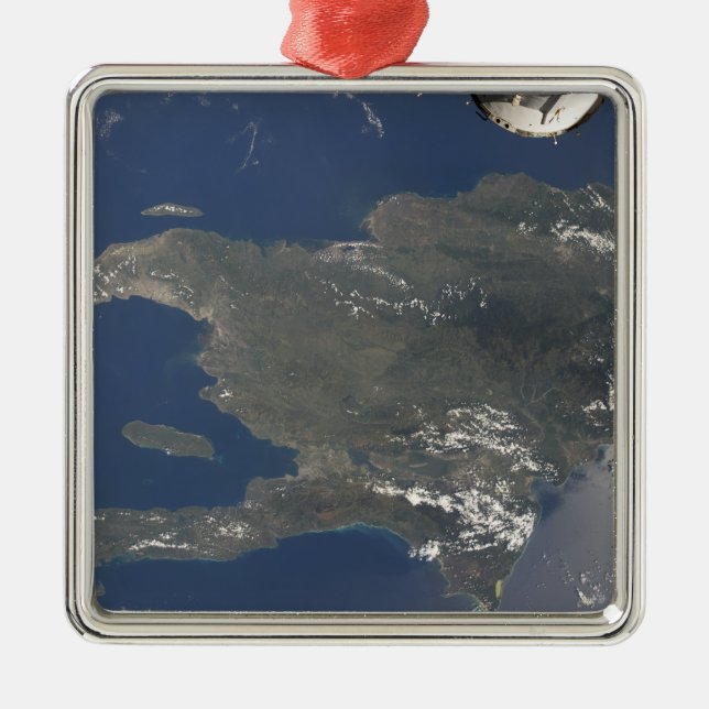 A view of the Caribbean island of Hispaniola Metal Ornament (Front)