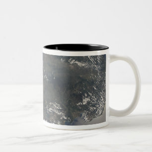 A view of the Caribbean island of Hispaniola Two-Tone Coffee Mug