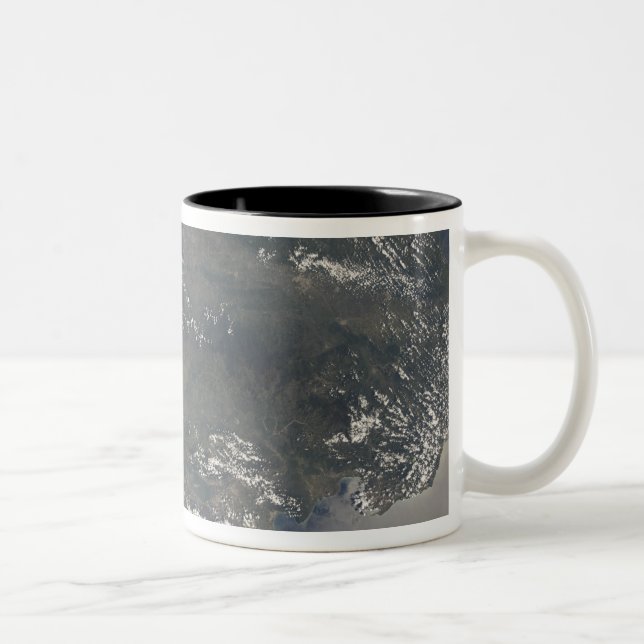 A view of the Caribbean island of Hispaniola Two-Tone Coffee Mug (Right)