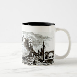 A view of the city and castle of Aleppo, Syria Two-Tone Coffee Mug