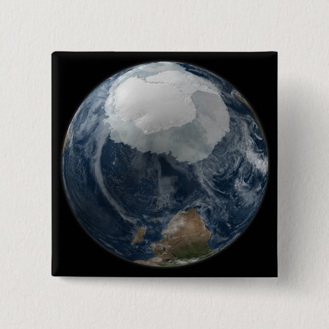 A view of the Earth 2 Inch Square Button (Front)