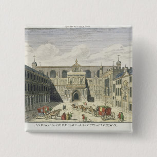A View of the Guild Hall of the City of London, fr 2 Inch Square Button