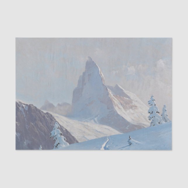 A View of the Matterhorn, Winter Decoupage Tissue Paper (Front)