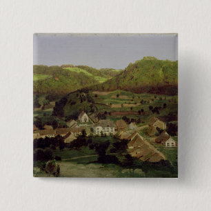 A View of the Village of Tenniken, 1846 2 Inch Square Button