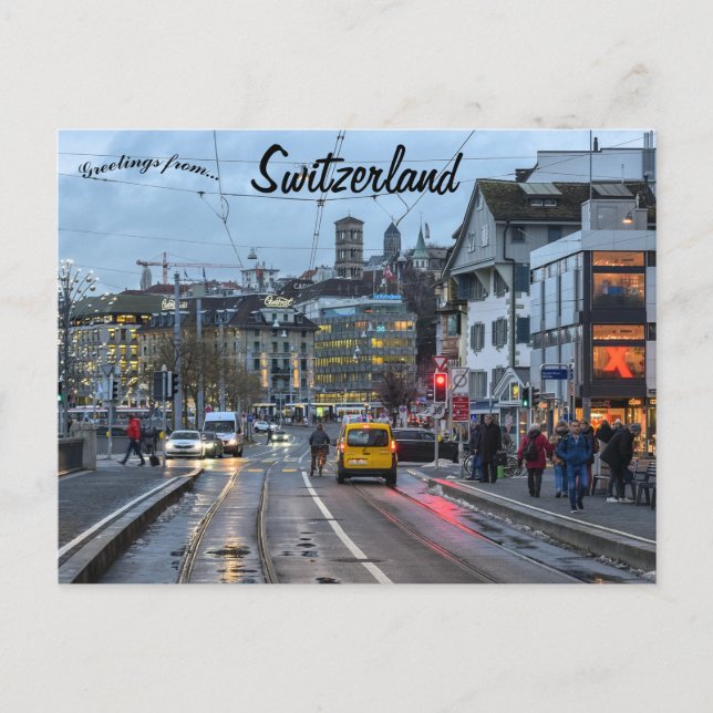 A View of Zurich Switzerland Postcard (Front)
