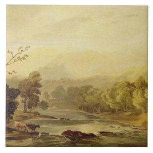 A View on the Brathay near Ambleside (w/c over tra Tile