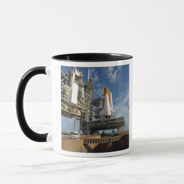 A view Space Shuttle Atlantis on Launch Pad 39A Mug (Left)