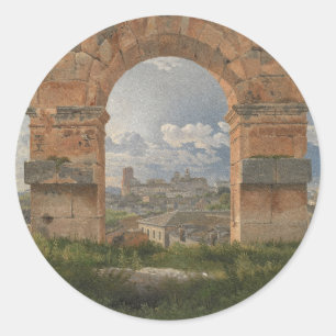 A View through Three Arches of the Colosseum Classic Round Sticker