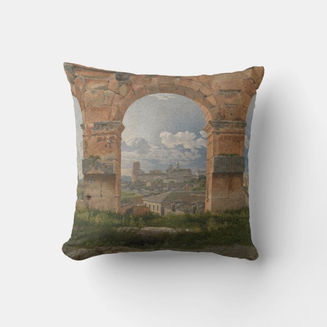A View through Three Arches of the Colosseum Throw Pillow (Front)