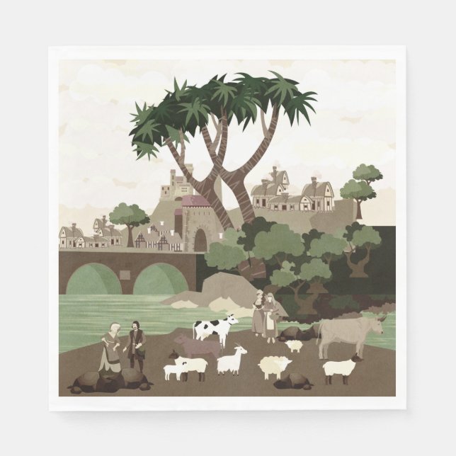 A village in the Middle Ages Napkin (Front)