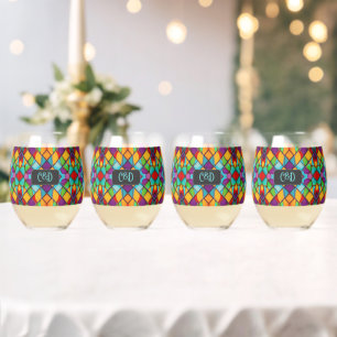 À Vin Sans Pied Bijoux comme verre collé Effet - jumelé monogramme