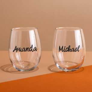 À Vin Sans Pied Verre personnalisé avec monogramme et nom pour cou