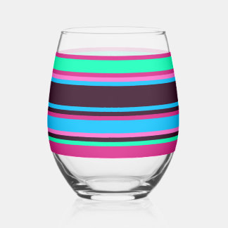 À Vin Sans Pied Verre strié - Magenta, Aqua et Bleu