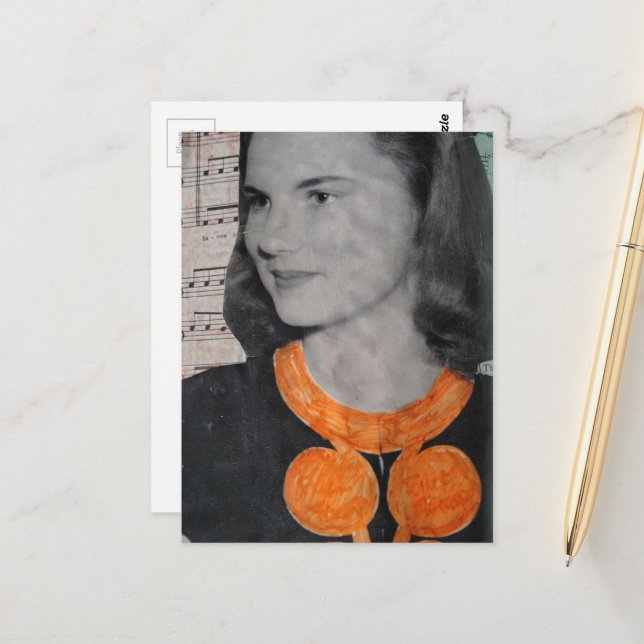 A Vintage Beauty Collage With Hidden Message Postcard (Front/Back In Situ)