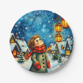 A VINTAGE BOY'S CHRISTMAS ~ Cute ~ Paper Plate