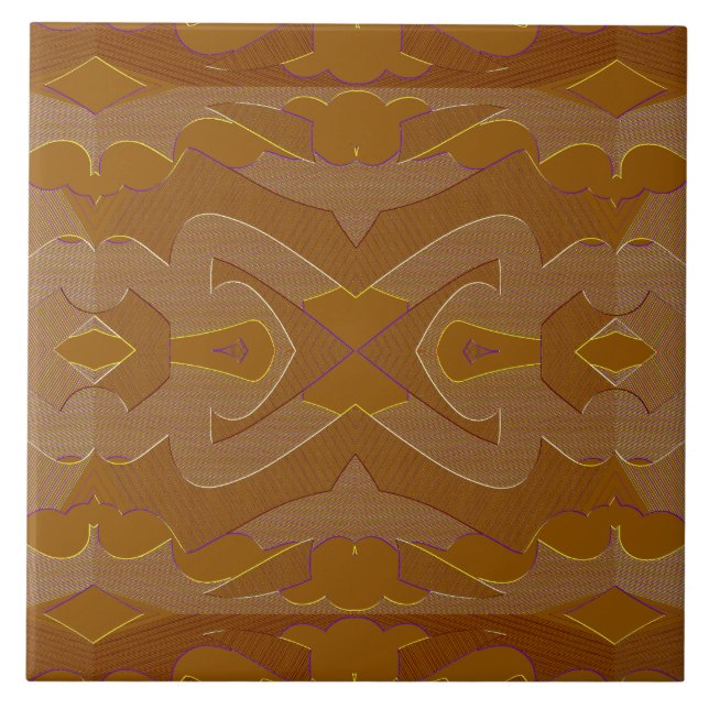 A vintage brown colour classic pattern  tile (Front)