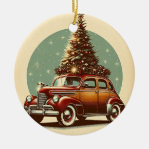 A vintage classic car Christmas tree Ornament