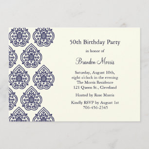A Vintage Damask Birthday Invitation