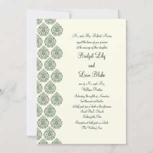 A Vintage Damask Wedding Invitation (green)