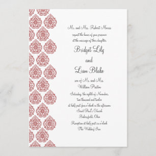 A Vintage Damask Wedding Invitation (red)