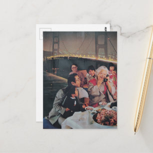 A Vintage Family Scenic Dinner at the Bridge Postcard