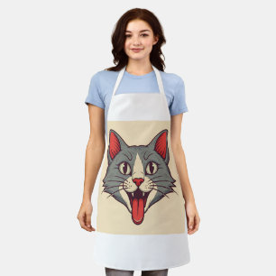 A vintage-inspired cat design with a pop art edge. apron