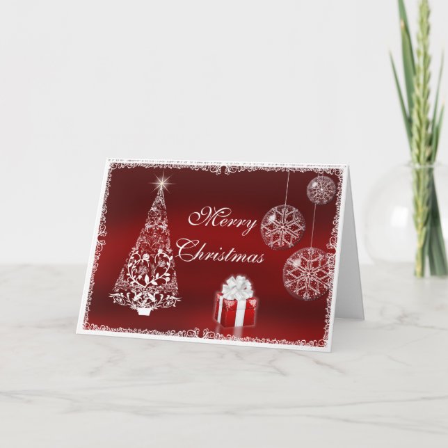 A Vintage Merry Christmas Message Holiday Card (Front)