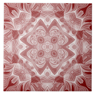 A vintage red & white classic pattern    tile