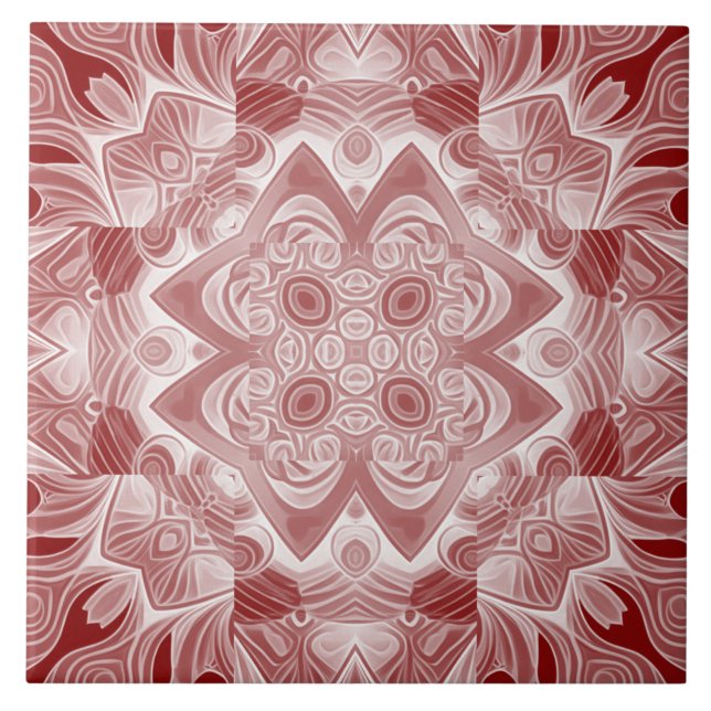 A vintage red & white classic pattern    tile (Front)