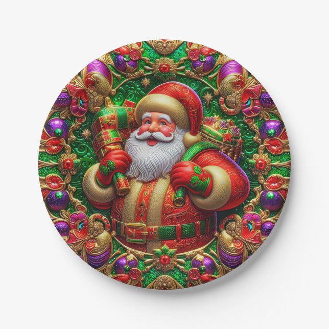 A VINTAGE SANTA ~ Cute ~ Paper Plate (Front)