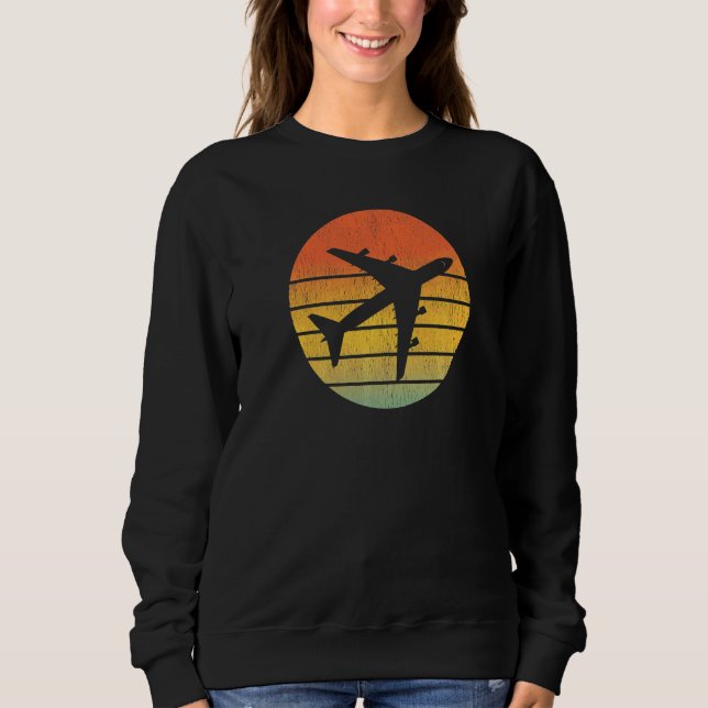 A vintage sunset 747 jet airplane   sweatshirt (Front)