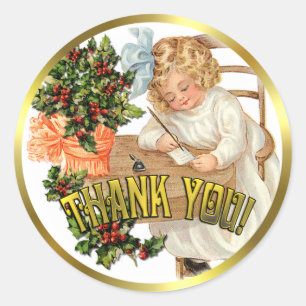 A Vintage Thank you! Classic Round Sticker