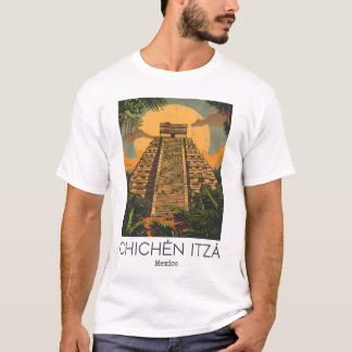 A Vintage Travel Art Of Chichén Itzá - Mexico T-Shirt