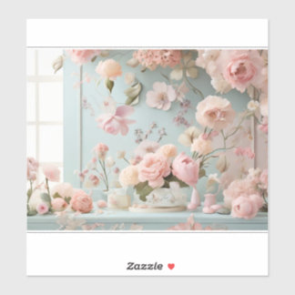 A Vintage Waltz of Petals on Stickers