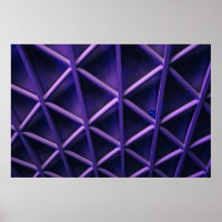 A violet ceiling with a criss-cross pattern; a blu