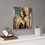 A Vision Of Art Deco Elegance AI Art by Xzendor7 Square Wall Clock<br><div class="desc">A Vision Of  Art Deco Elegance AI Concept Art by Xzendor7; as the end of era sees its last sunset. Read The Short Story At My Website: https://xzendor7.com/a-vision-of-art-deco-elegance-by-xzendor7/</div>