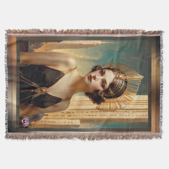 A Vision Of Art Deco Elegance AI Art by Xzendor7 Throw Blanket (Front)